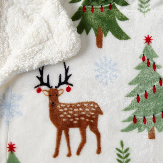 Load image into Gallery viewer, Sherpa Throw Blanket - Eve Collection: 50&amp;quot; x 60&amp;quot; Throw / Deers, Trees &amp;amp; Snow
