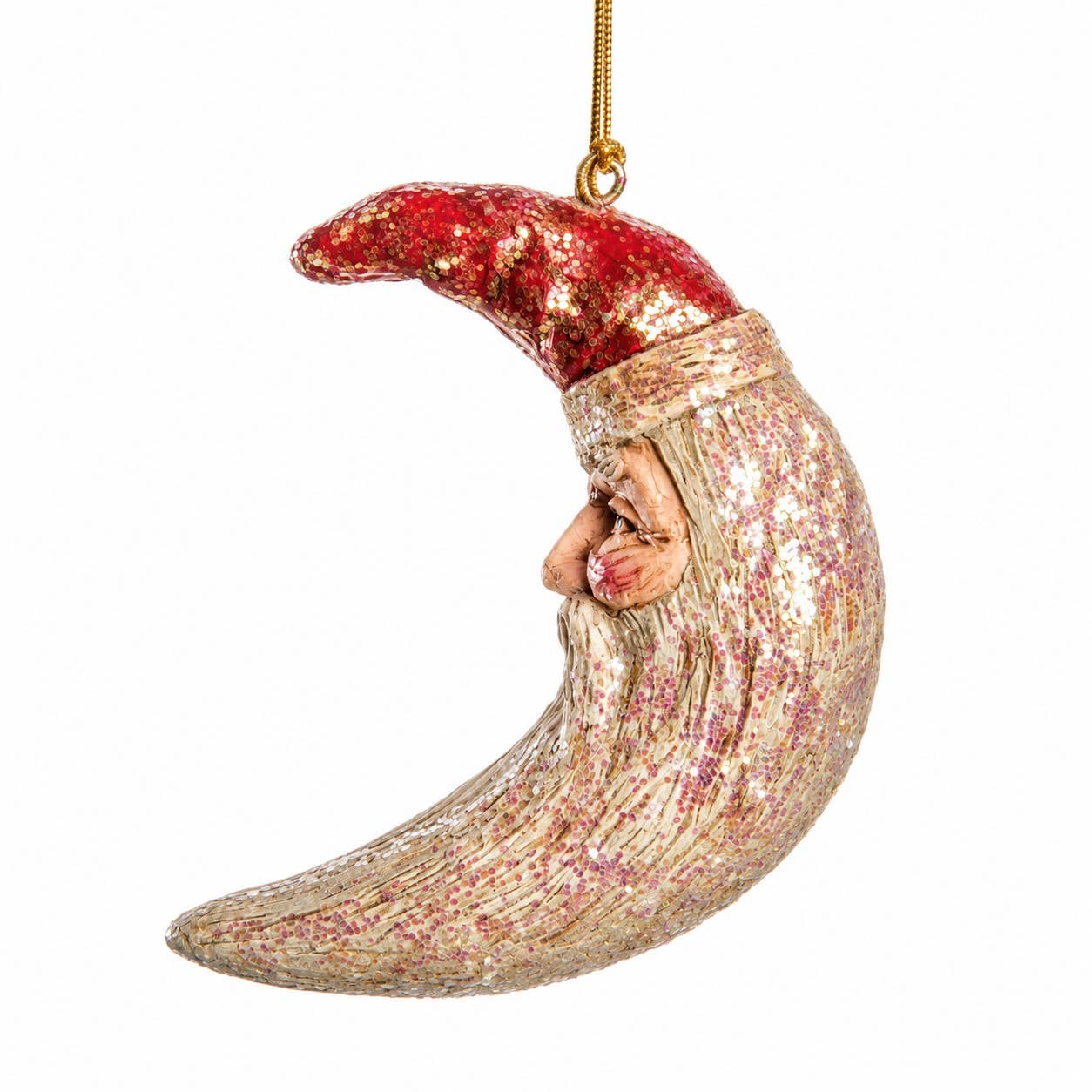 Crescent Moon Santa Ornament - Holiday - BAC 078