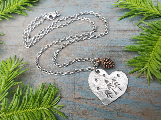 Pine Tree Heart Necklace