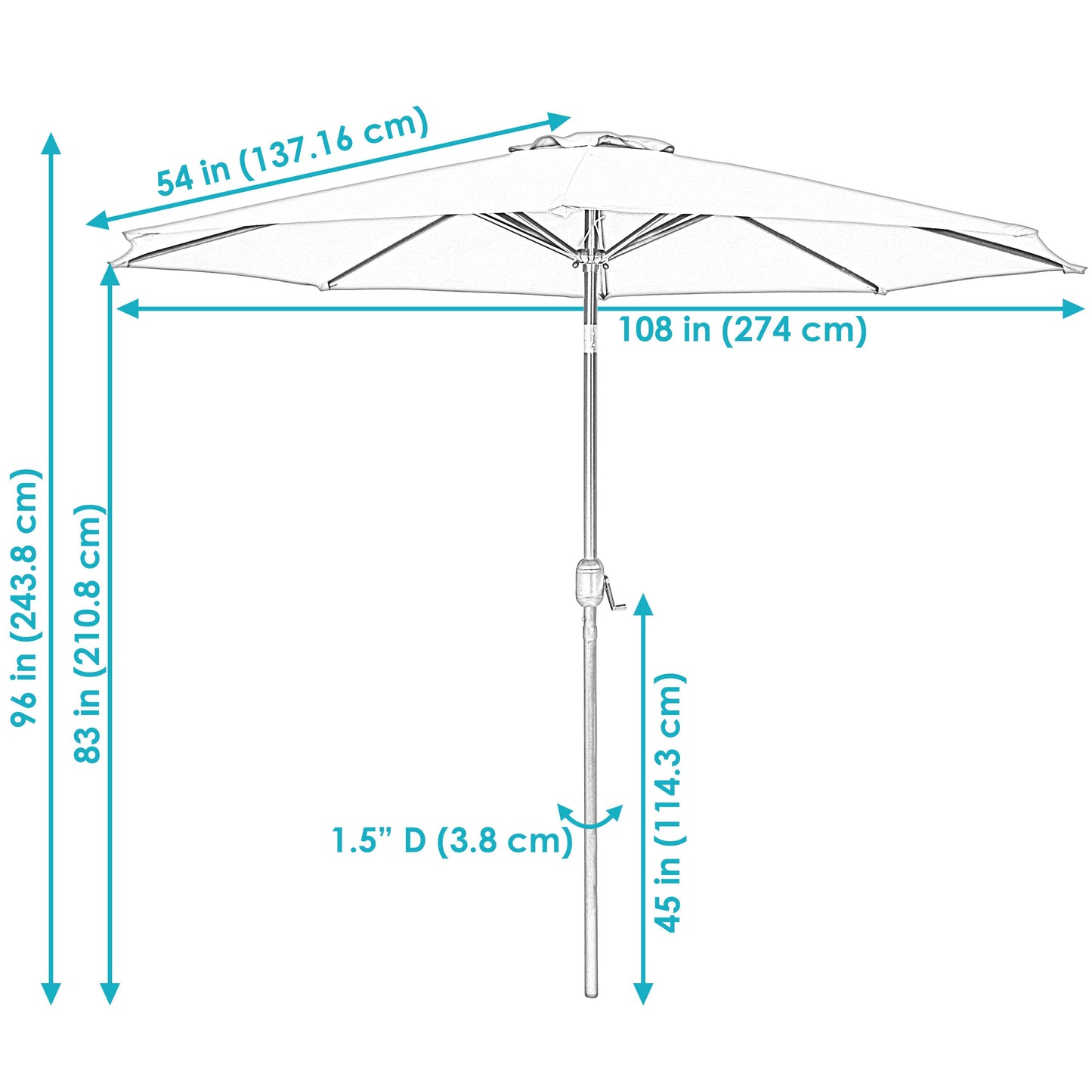 9 ft Patio Umbrella with Tilt and Crank - Burnt Orange