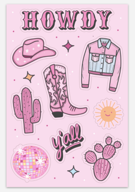 Western Sticker Sheet | Howdy | Cowgirl | Cowboy Boot