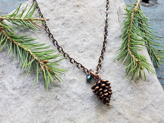 Copper Pinecone Necklace