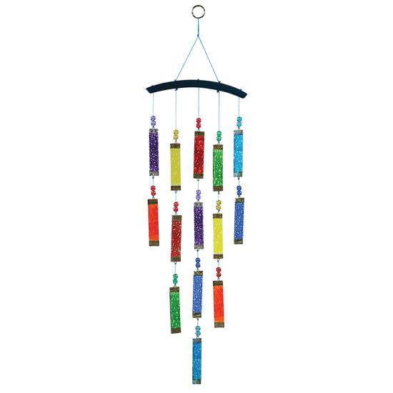 Rainbow Textured Tiered Glass Mobile Wind Chime