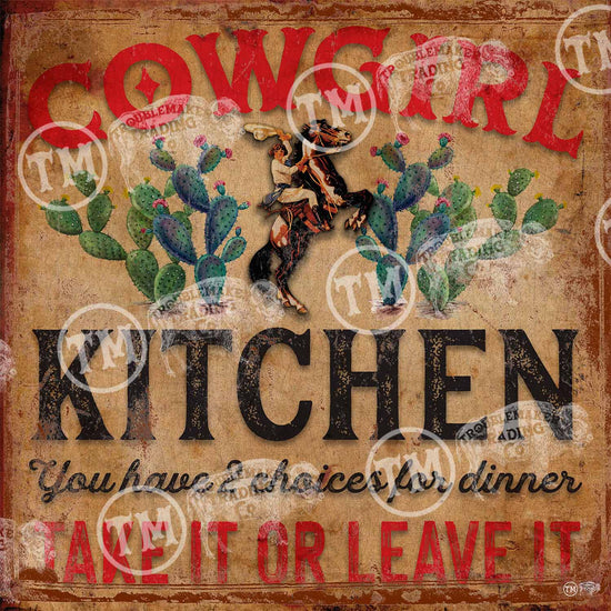 "Cowgirl Kitchen" Square Framed Artwork: Medium - 20"