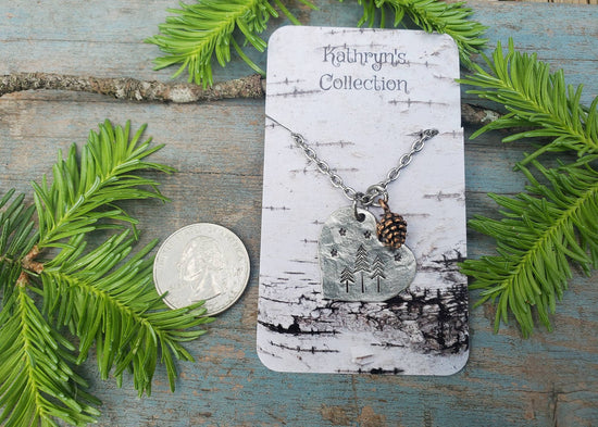 Pine Tree Heart Necklace