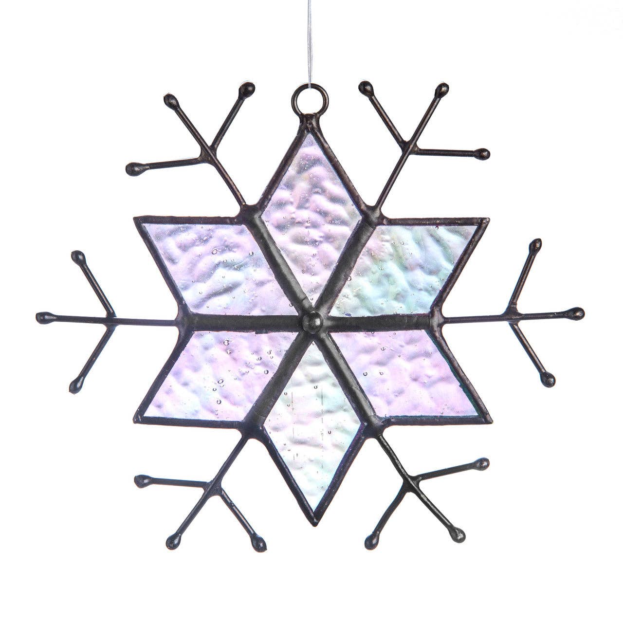 Iridescent Glass Snowflake Suncatcher Ornament | ORN 189-B