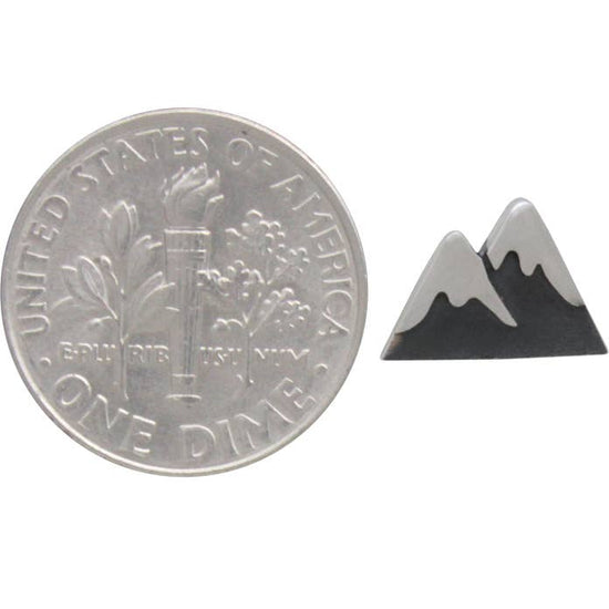 Snow Cap Mountain Post Earrings 7x11mm: Recycled Sterling Silver