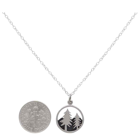 Sterling Silver 18 Inch Trees and Mountain Necklace