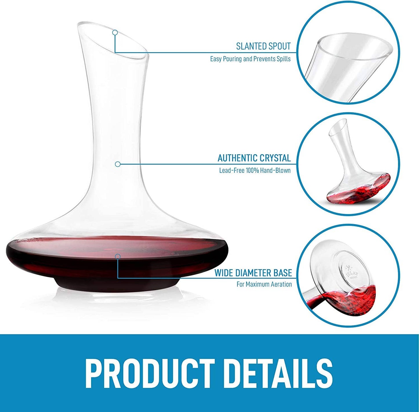 Zulay Premium Crystal Red Wine Decanter
