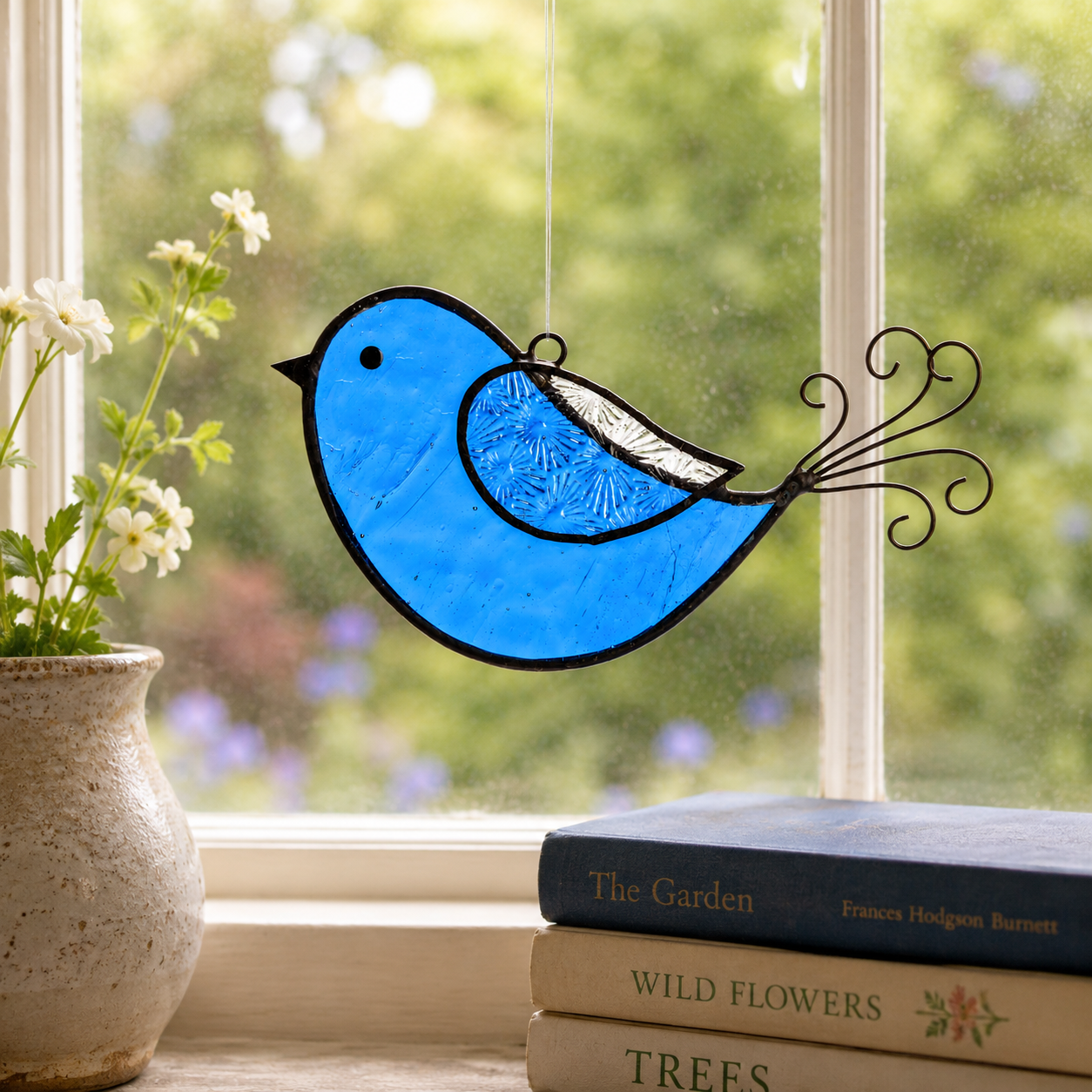 Red & Blue Stained Glass Bird Ornaments | ORN 310: Blue