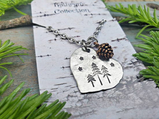 Pine Tree Heart Necklace