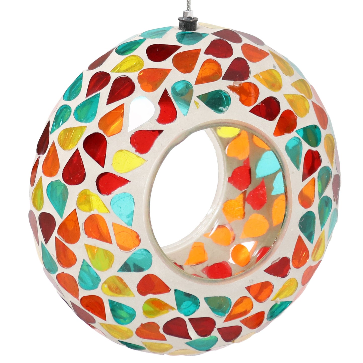 Glass Confetti Mosaic Fly-Through Hanging Bird Feeder - 6 in