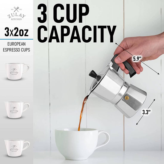 Classic Stovetop Espresso Cup Moka Pot: 5 cup - Dark Gray
