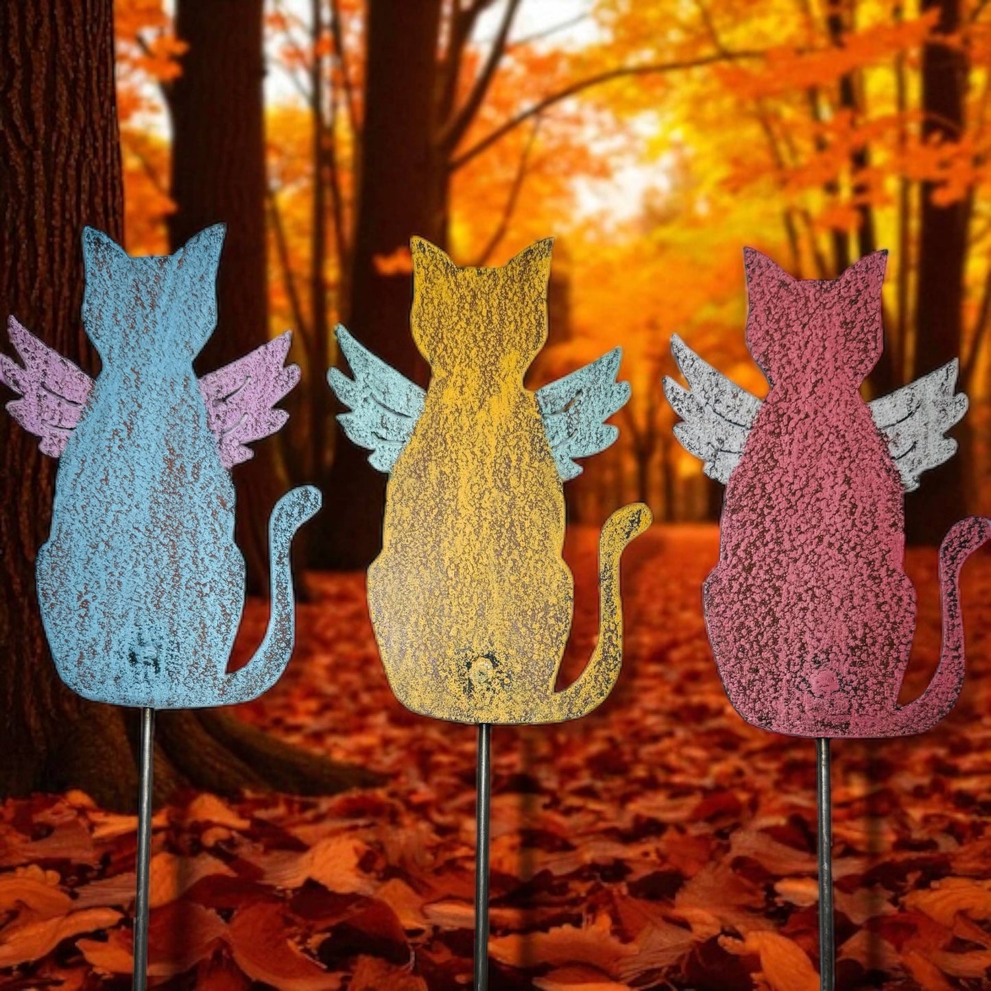 Cat Plant stake Pet memorial garden lawn stake cat Wings