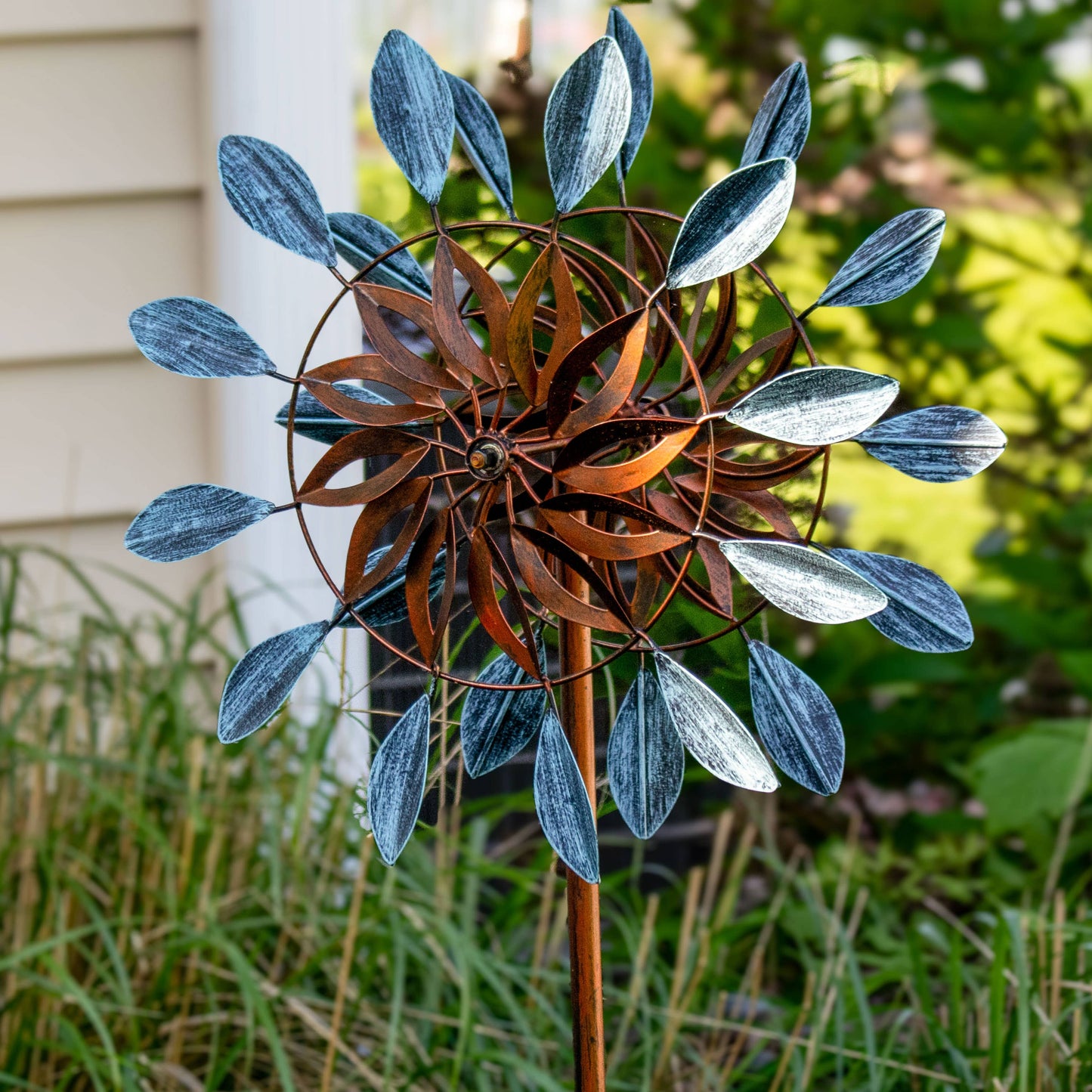 Whirling Petals Powder-Coated Iron Wind Spinner - 48" H