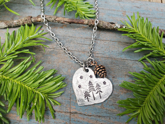 Pine Tree Heart Necklace