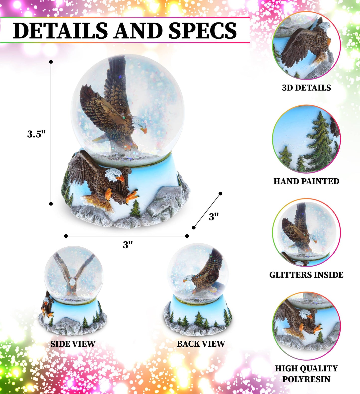 Snow Globe - Eagle (65Mm)