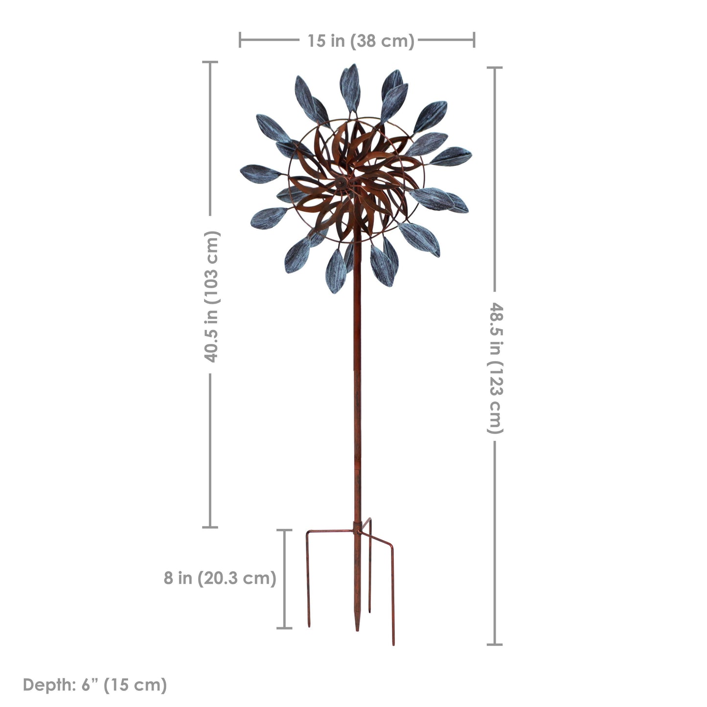 Whirling Petals Powder-Coated Iron Wind Spinner - 48" H