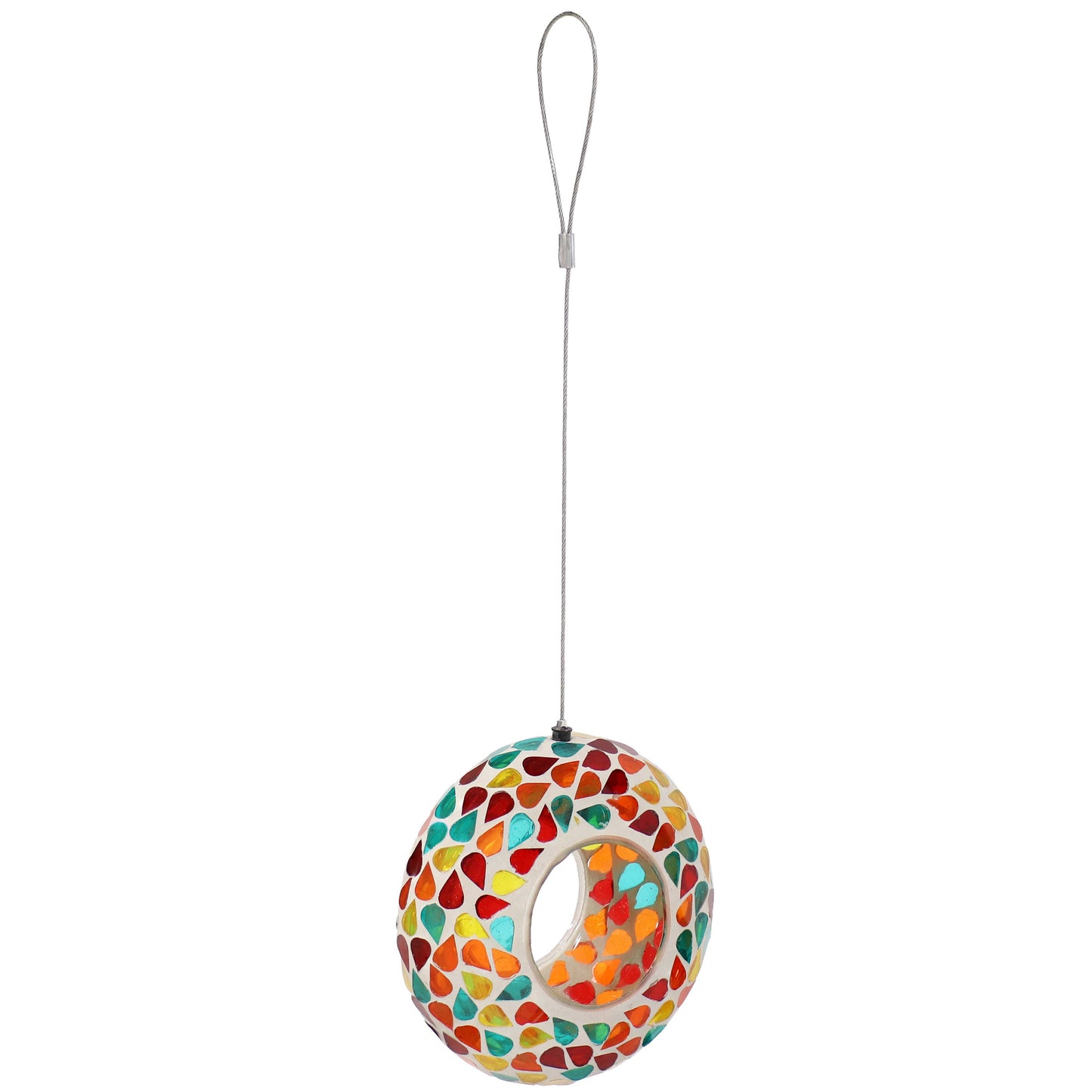 Glass Confetti Mosaic Fly-Through Hanging Bird Feeder - 6 in