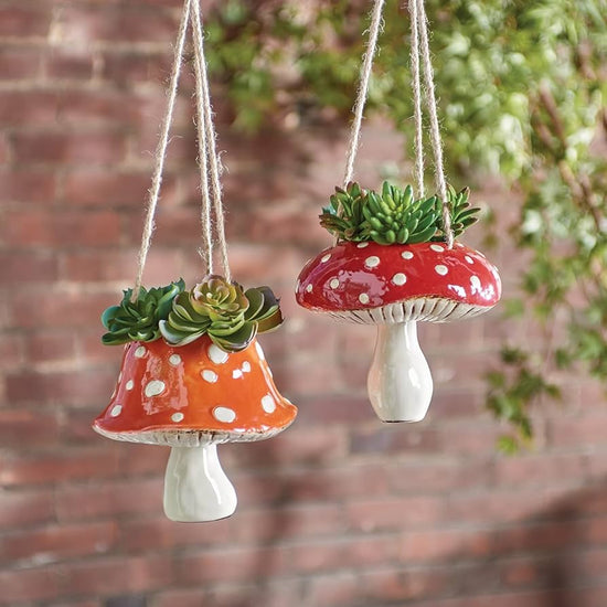ceramic toadstool hanging planter
