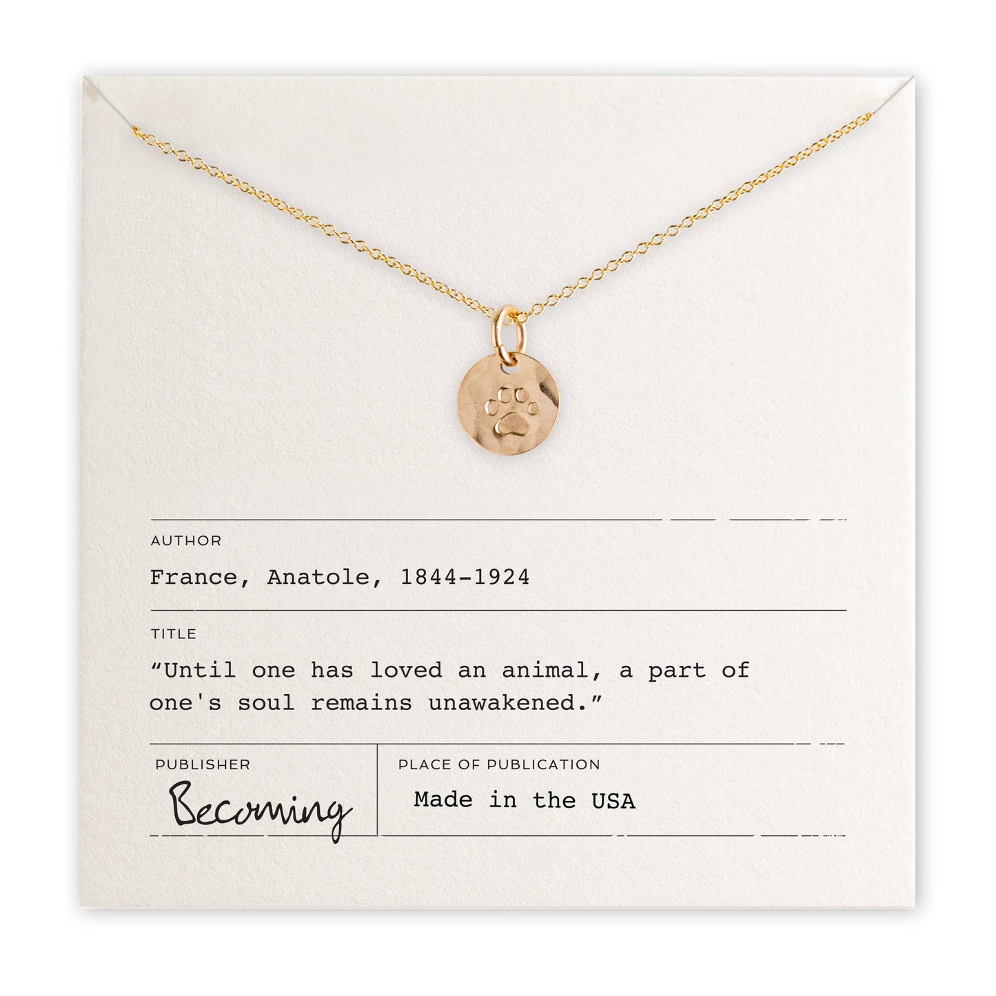 Paw Print Necklace: Gold Fill