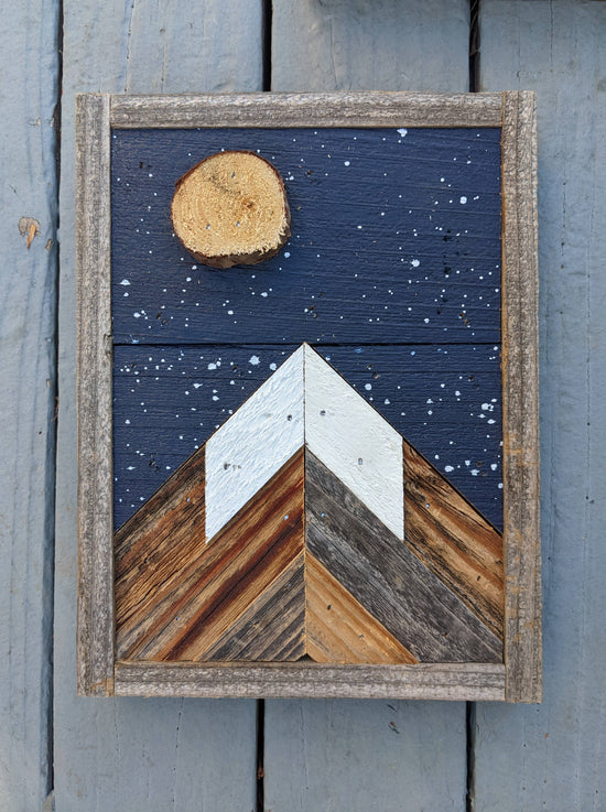 6x8 Night Sky Mountain Rustic mountain wood art