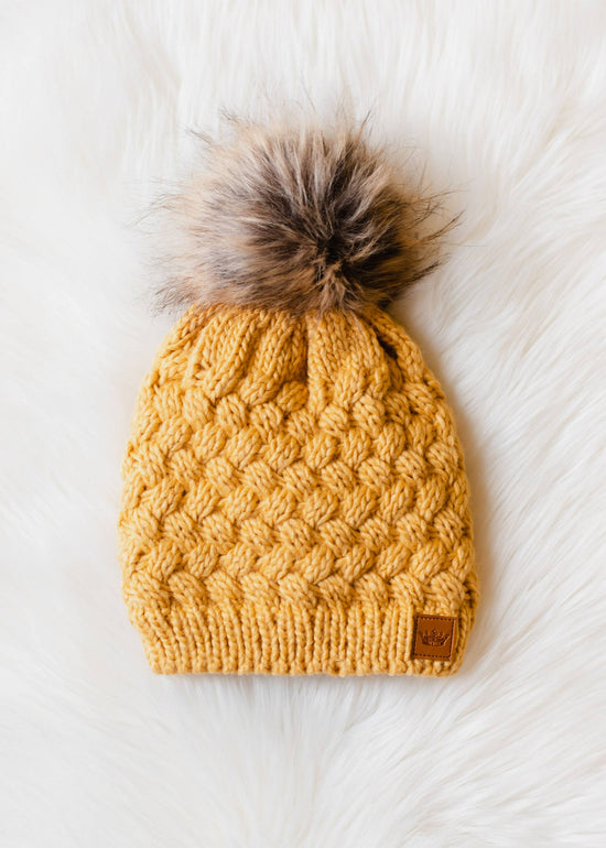 Load image into Gallery viewer, Mustard Knit Pom Hat
