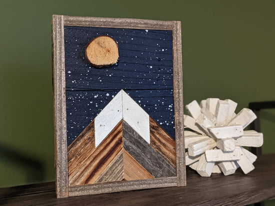 6x8 Night Sky Mountain Rustic mountain wood art