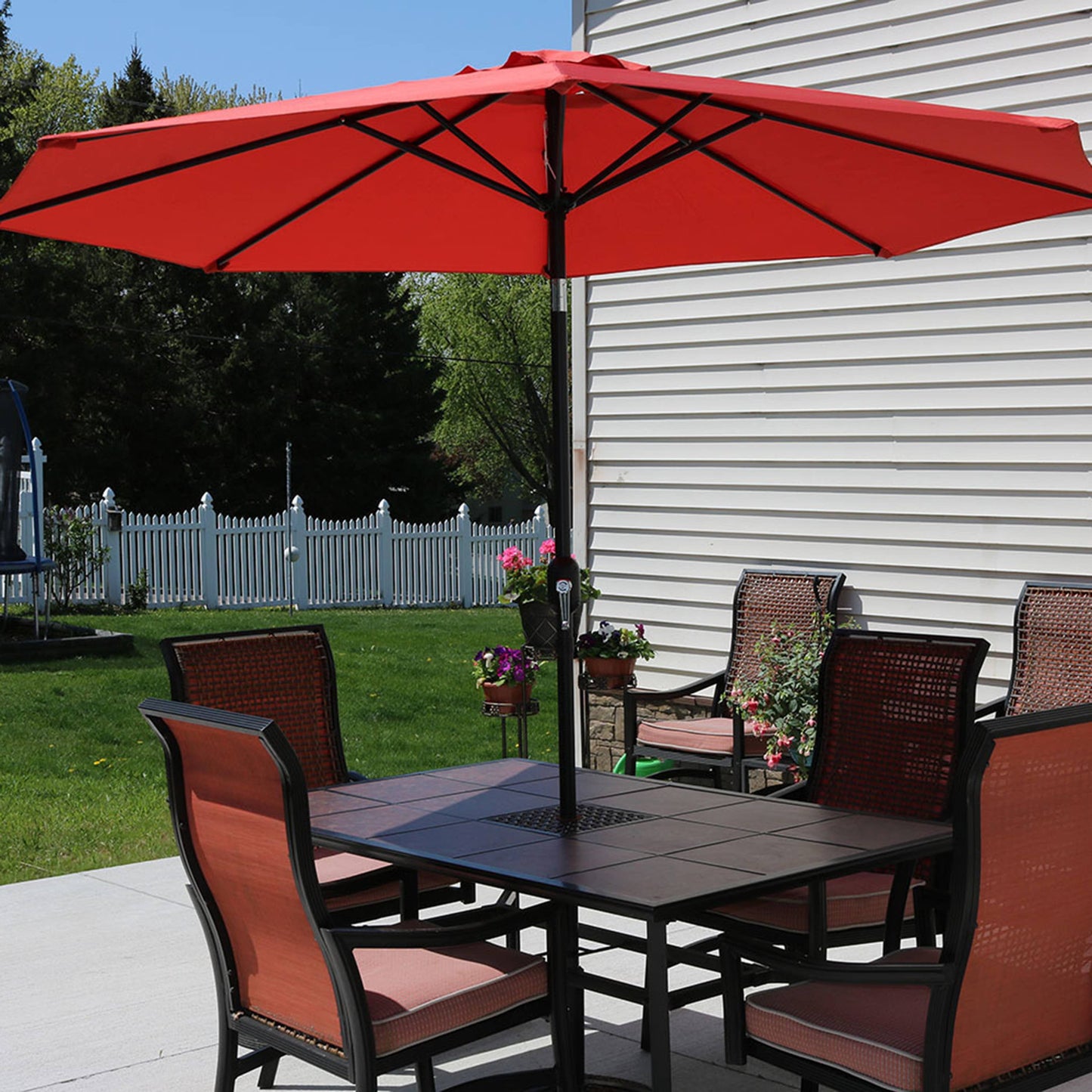 9 ft Patio Umbrella with Tilt and Crank - Burnt Orange