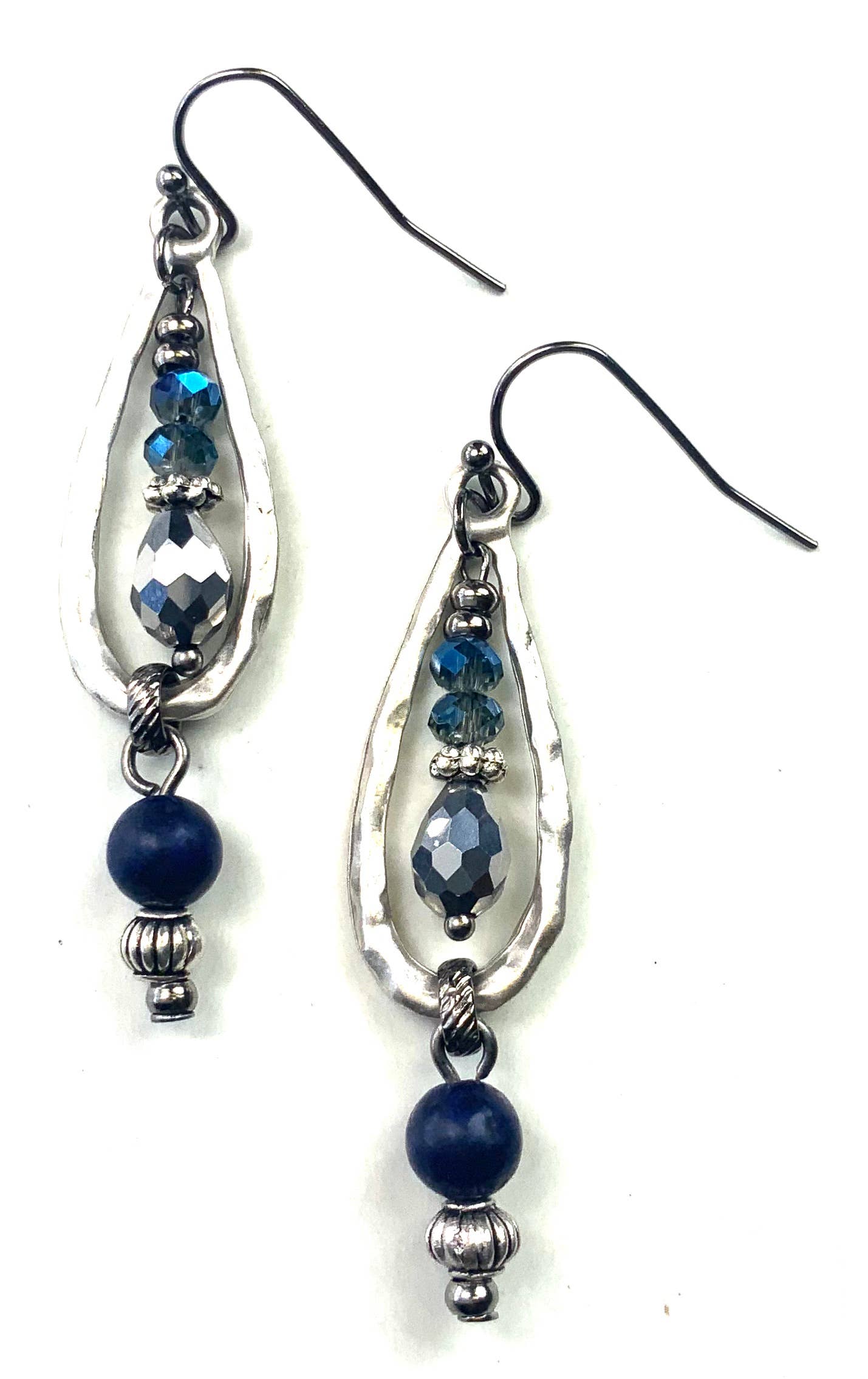 Hammered Teardrop w/Beaded Dangles