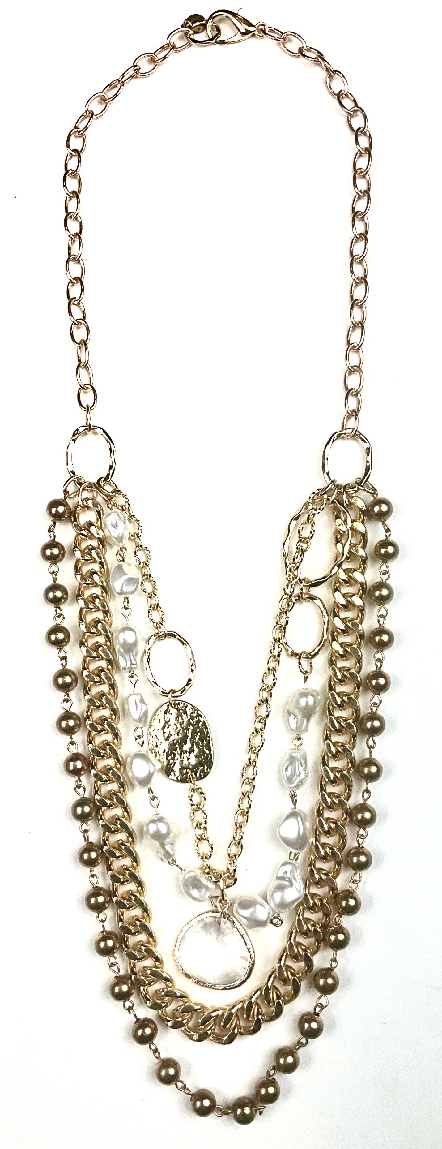 Multi STD. Mixed Chains, Pearl & Glass Drop