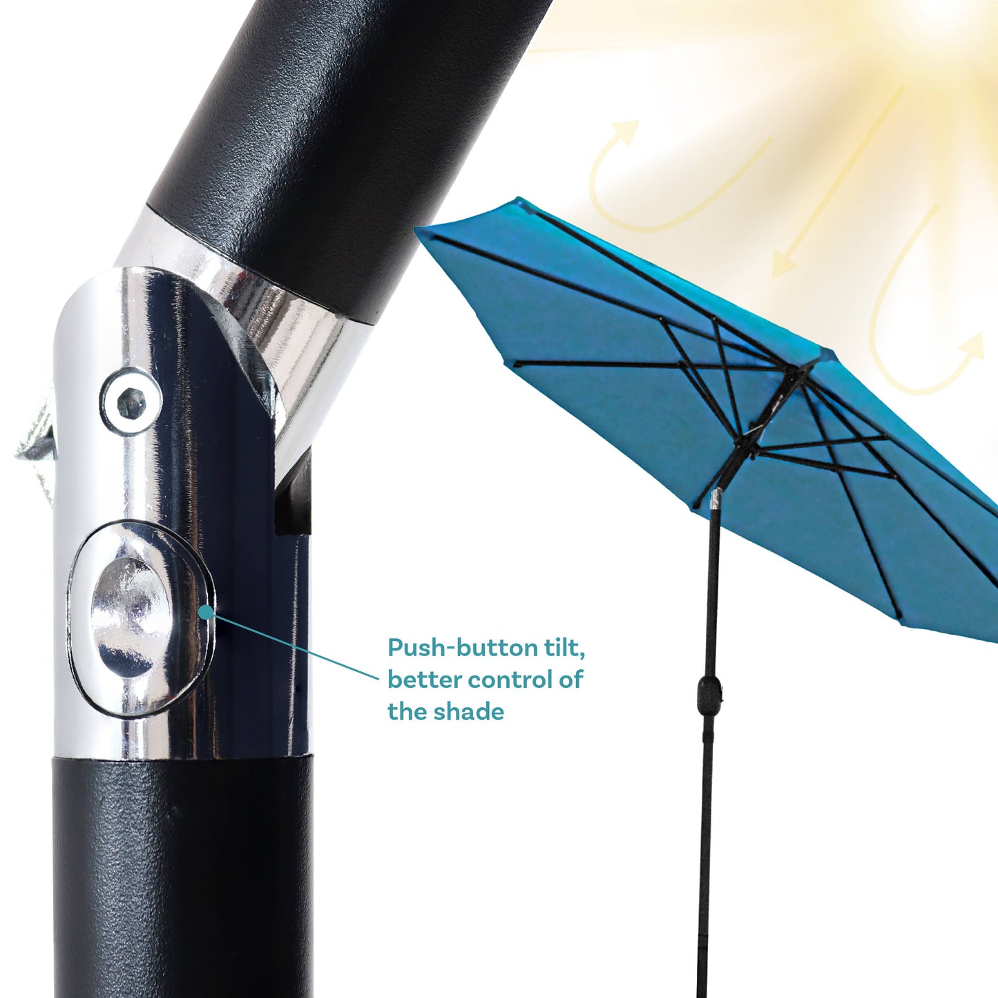 9 ft Aluminum Patio Umbrella with Tilt and Crank - Turquoise