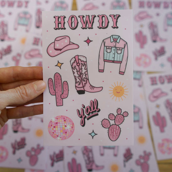 Western Sticker Sheet | Howdy | Cowgirl | Cowboy Boot