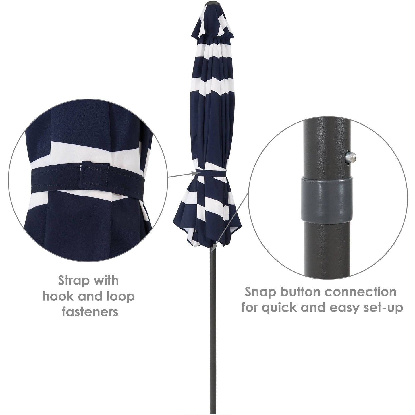 Patio Umbrella with Push Button Tilt- Navy Blue Stripe - 9’