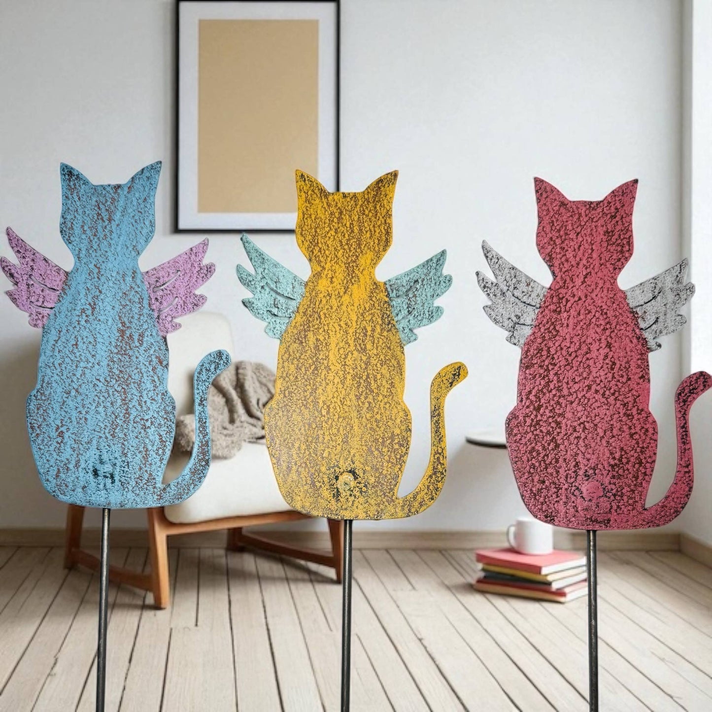 Cat Plant stake Pet memorial garden lawn stake cat Wings