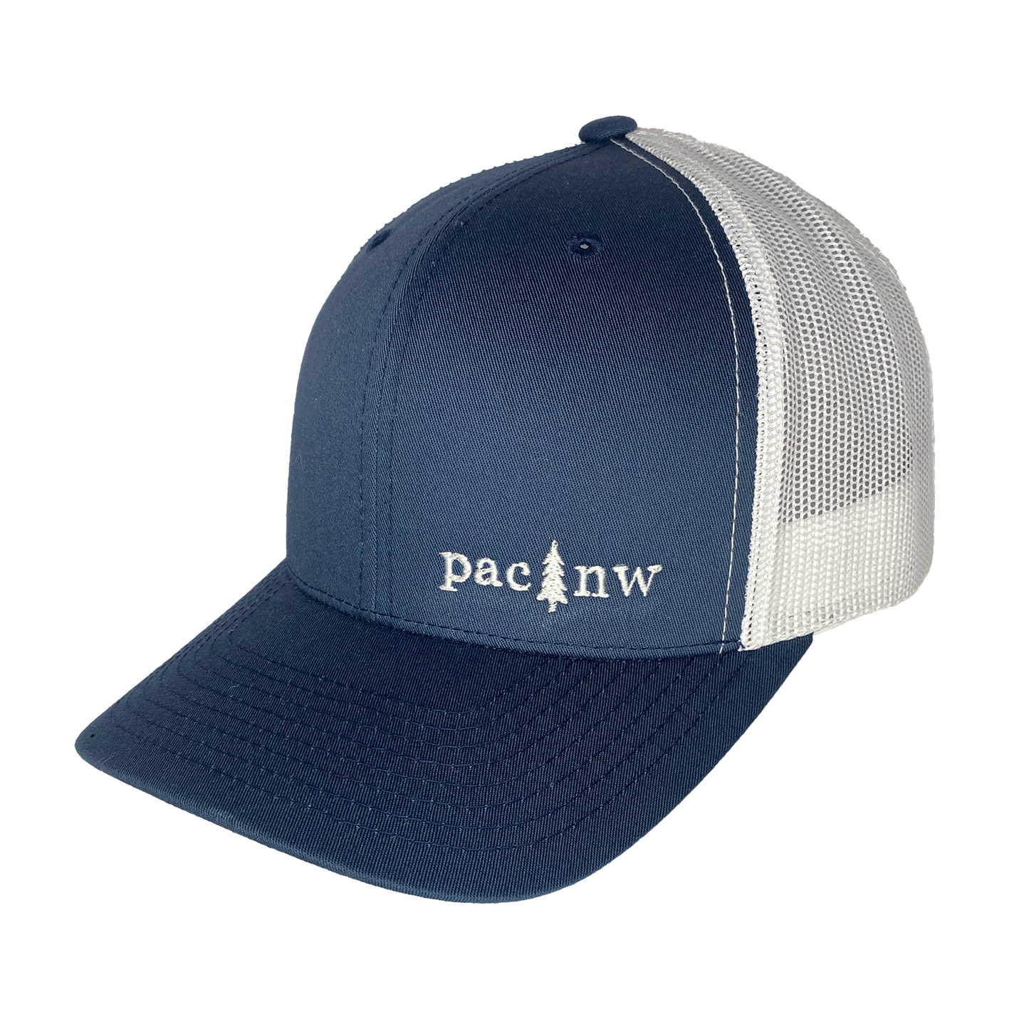 Pac NW Tree Curved Bill Trucker Cap: Camo Black