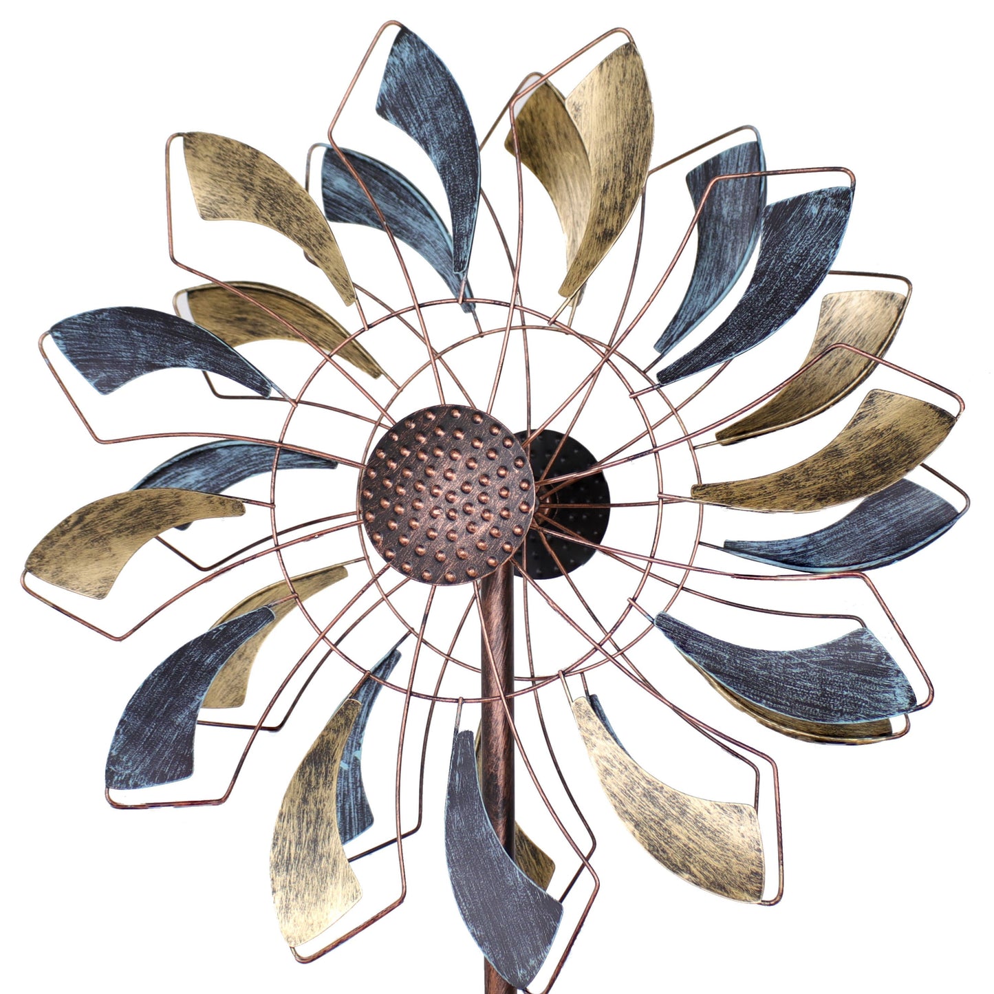 Metallic Pinwheel Powder-Coated Iron Wind Spinner - 84.5" H