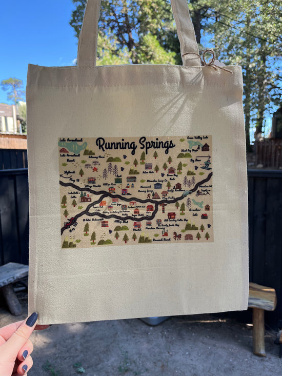 Running Springs Map Tote Bag