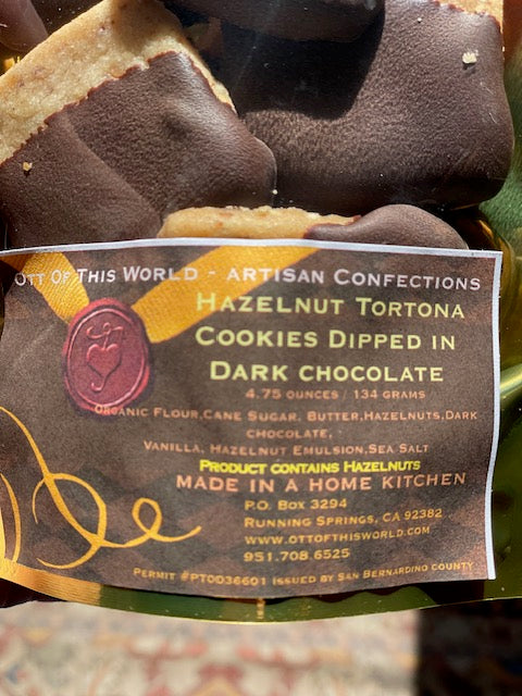 Hazelnut Tortona Cookies Dipped in Dark Chocolate