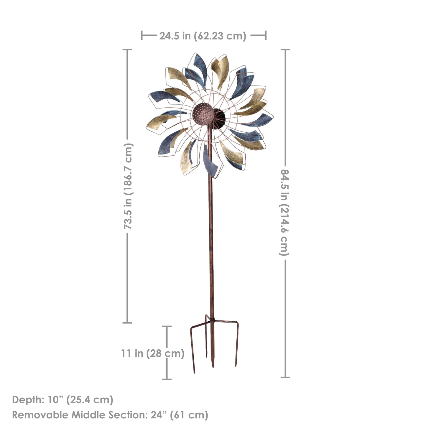 Metallic Pinwheel Powder-Coated Iron Wind Spinner - 84.5" H