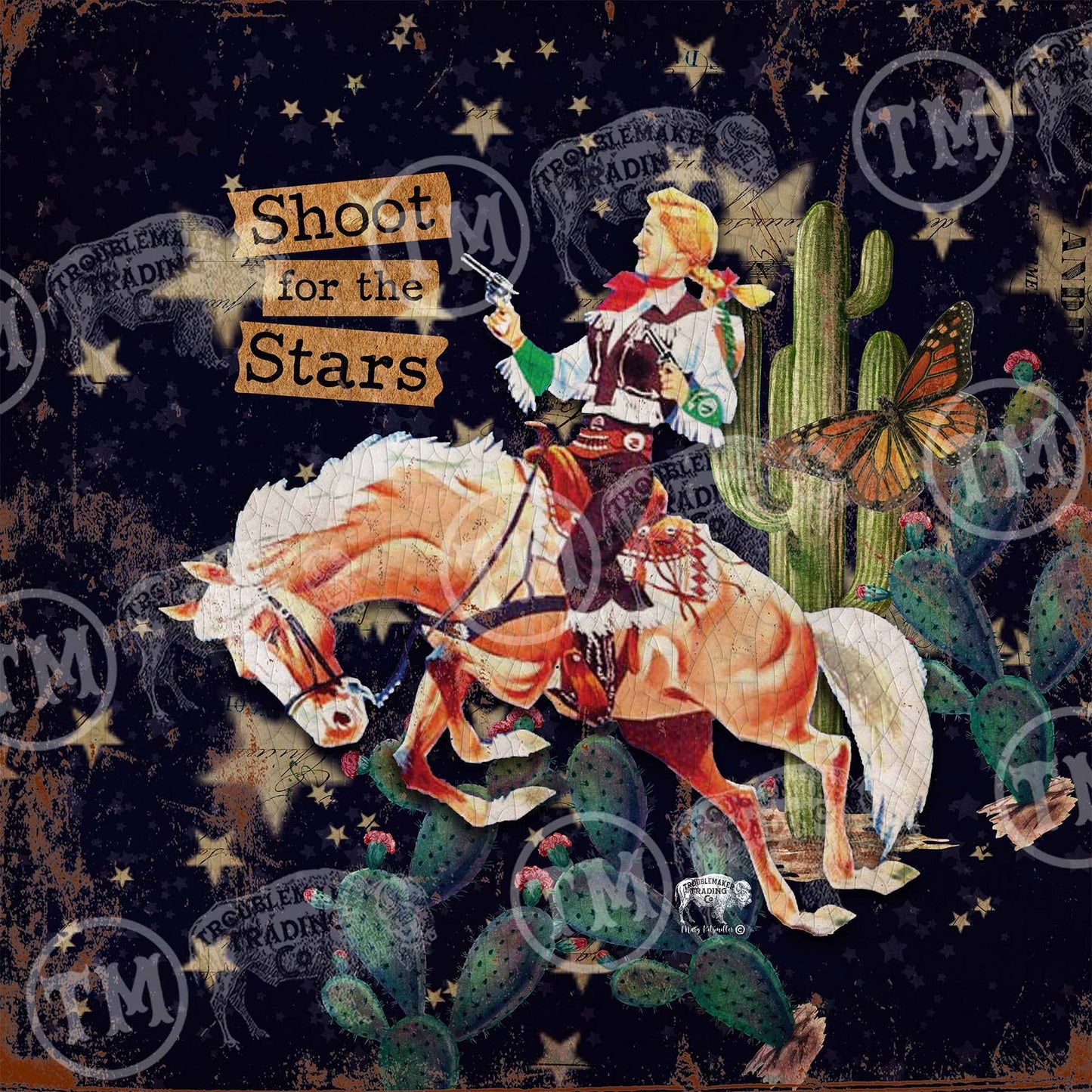 Load image into Gallery viewer, &amp;quot;Shoot for the Stars&amp;quot; -Square framed Artwork: Extra Small - 10&amp;quot;
