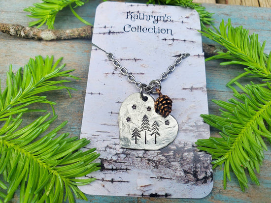 Pine Tree Heart Necklace