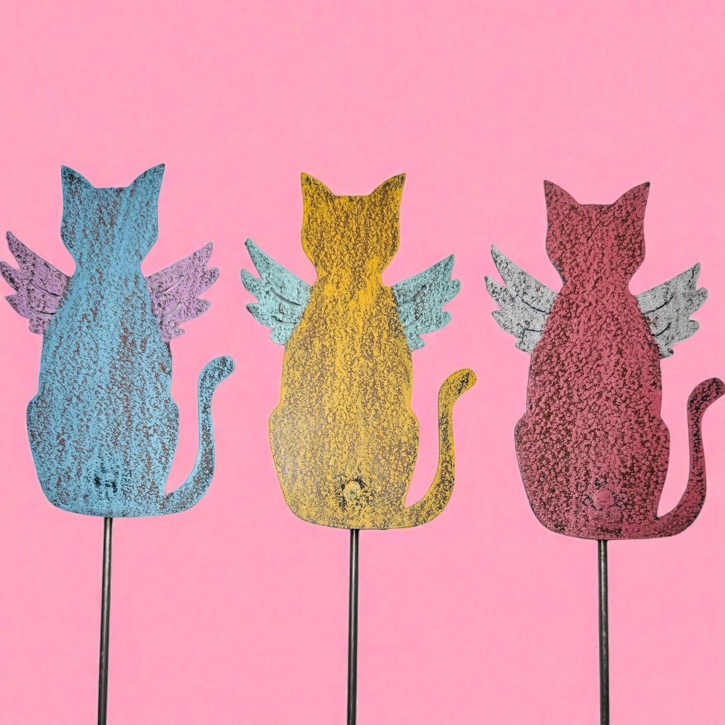 Cat Plant stake Pet memorial garden lawn stake cat Wings