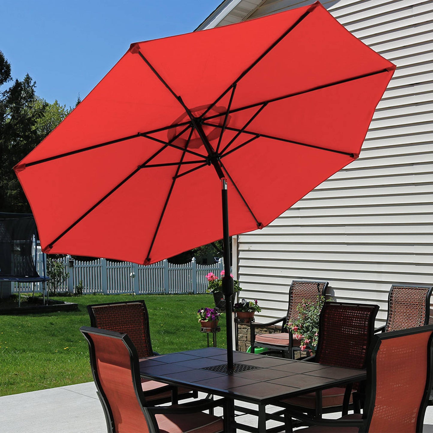 9 ft Patio Umbrella with Tilt and Crank - Burnt Orange