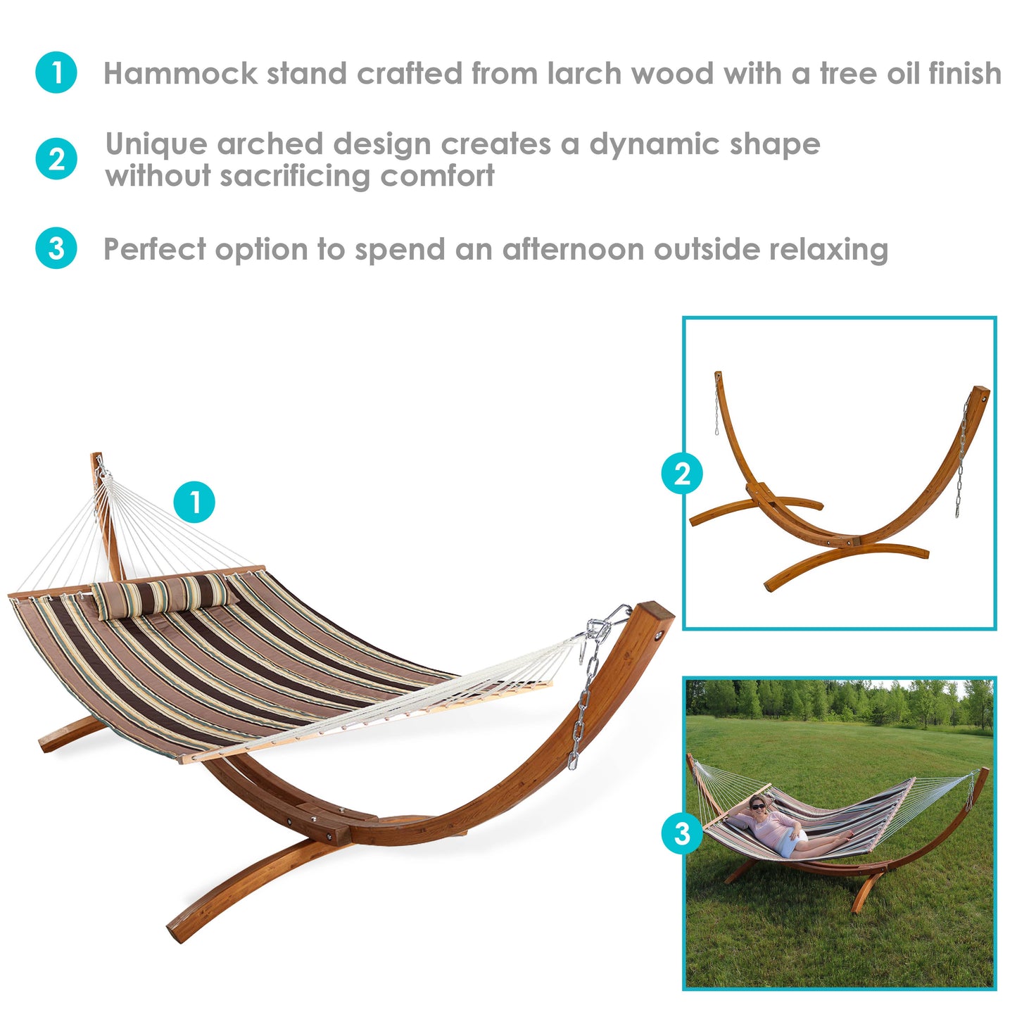 2-Person Quilted Hammock with Curved 13' Stand - Sandy Beach