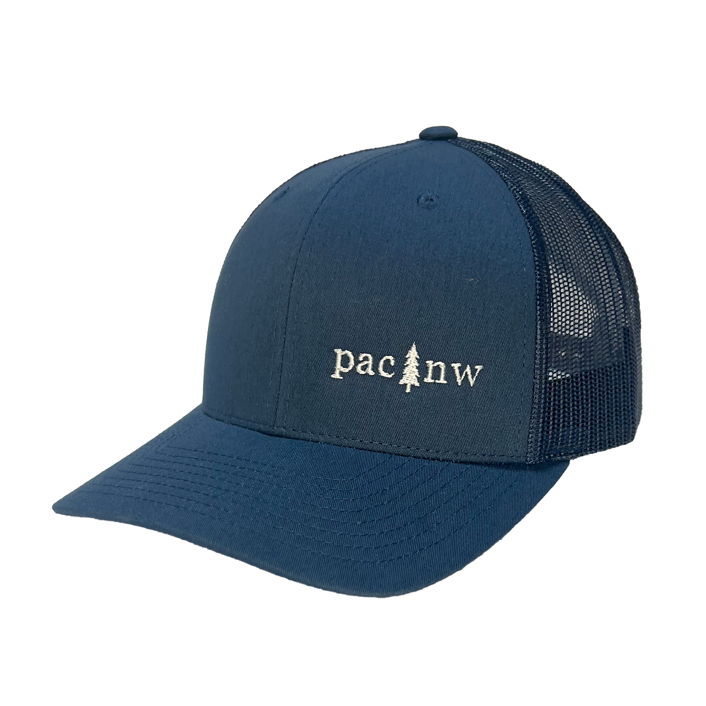 Pac NW Tree Curved Bill Trucker Cap: Camo Black