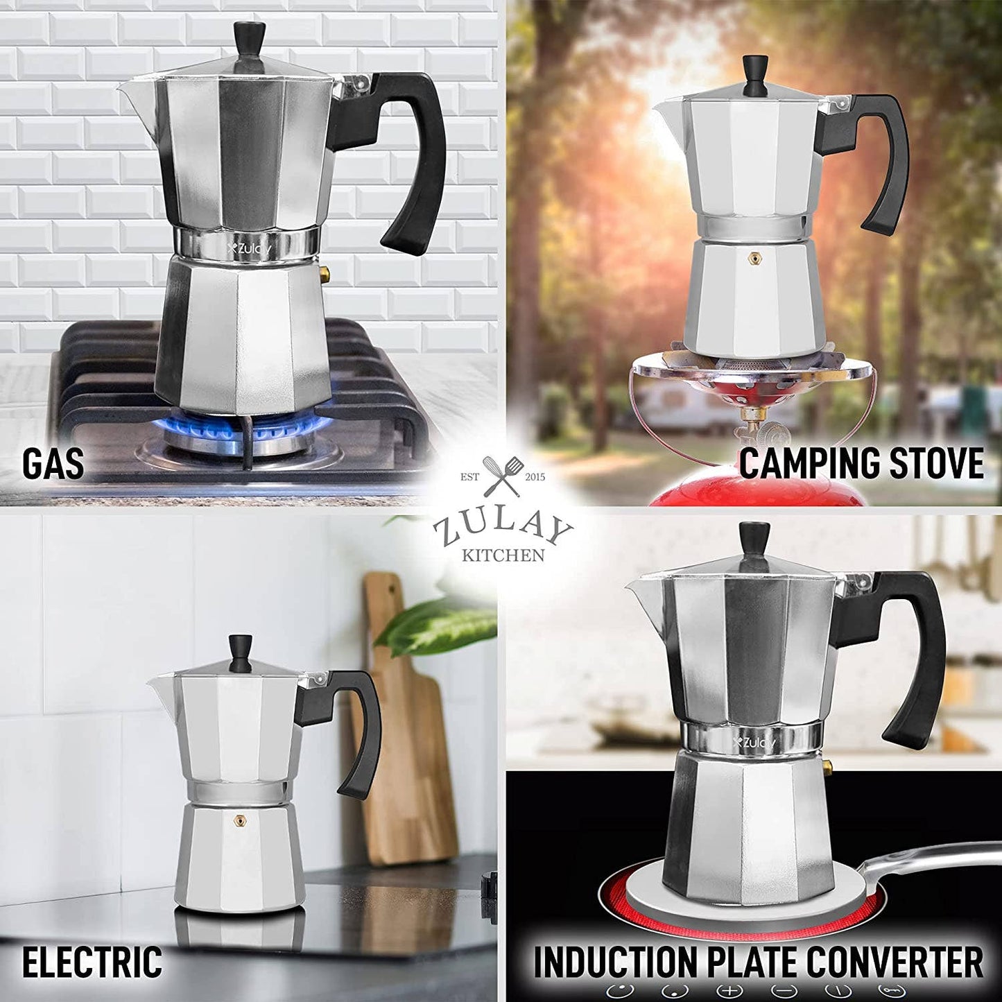 Load image into Gallery viewer, Classic Stovetop Espresso Cup Moka Pot: 5 cup - Dark Gray
