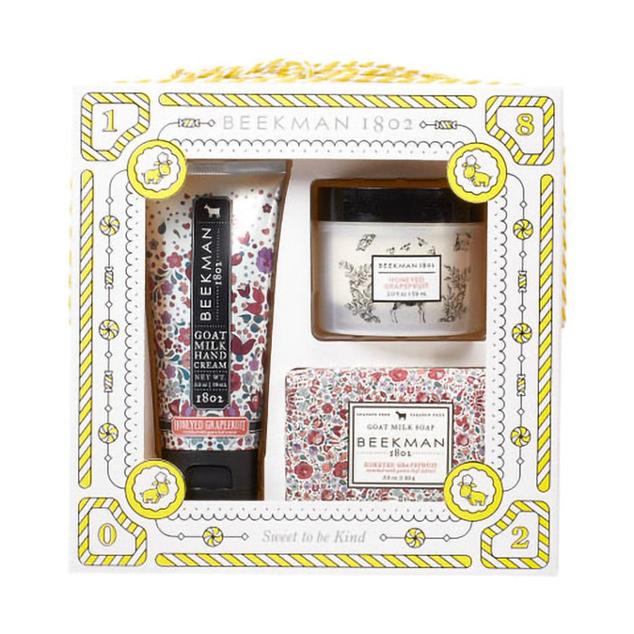 Load image into Gallery viewer, Beekman 1802 : Sweet To Be Kind Goat Milk Skincare Gift Set in Honeyed Grapefruit

