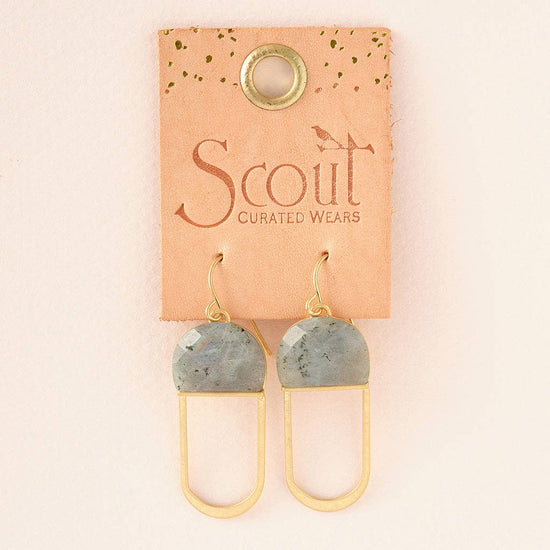 Modern Stone Chandelier Earring - Sunstone/Gold