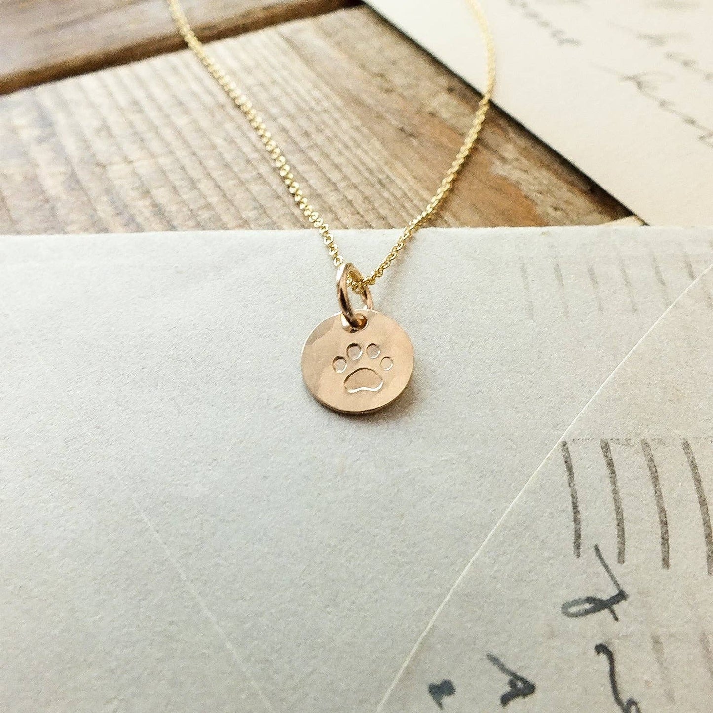 Paw Print Necklace: Gold Fill
